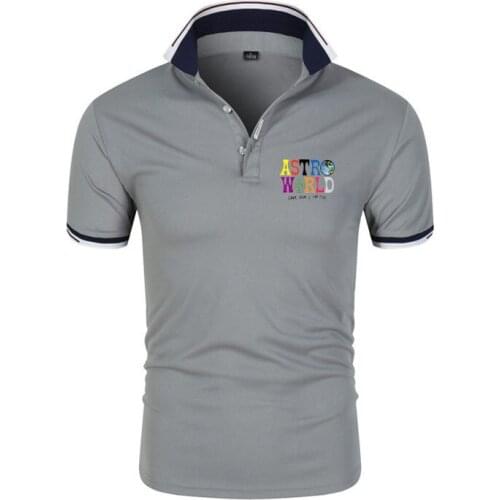 JXGXSX New Street Clothing Mens Tops Casual Polo Shirt ASTROWORLD Appearance Mom I Can Fly Print Pullover Polo Shirt 2021