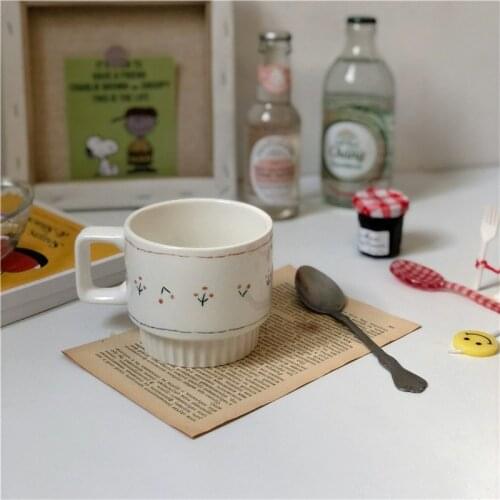 Ins Ceramic Cherry Handle Mug Lovely Girl Coffee Milk Breakfast Cup Nordic Creative Personality Water Cup Mugs Coffee Cups