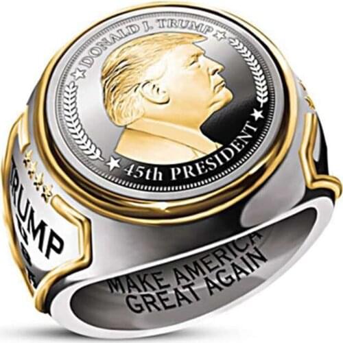 2021 Hot USA President Trump Avatar Letters Rings For Women Men Fashion Double Color Female Male Jewelry Party Gifts
