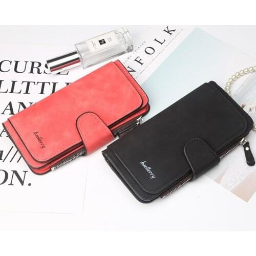 Korean Women Wallet Long Frosted PU Two-color Fabric Zipper Coin Purse Large Capacity Multi-card Card Holder Tri-fold Clutch