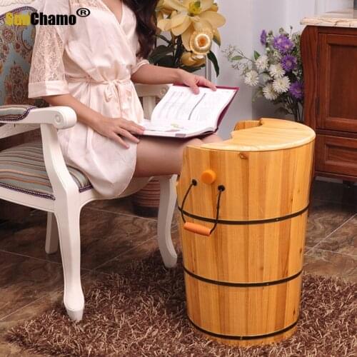 Foot bath barrel foot barrel sweat steaming fumigation barrel foot bath barrel wooden footbath heating home over the knee high