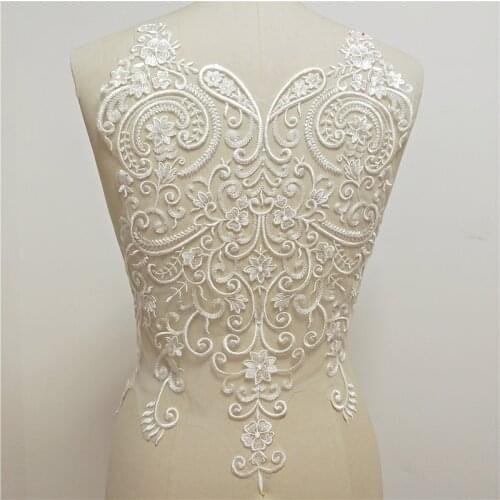 French Lace Wedding Dress Applique DIY Bridal Headdress Ivory Lace Collar Lace Fabric Patch