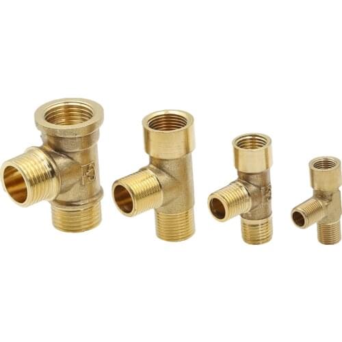 Brass Fittings Male to Male to Female 1/8" 1/4" 3/8" 1/2"BSP Thread Air Water oil fuel gas Piping Quick Coupler Fitting adapter