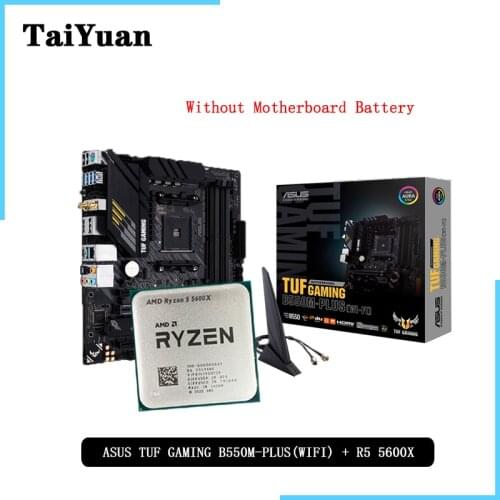 AMD Ryzen 5 5600X R5 5600X CPU + ASUS TUF GAMING B550M PLUS (WI-FI) Motherboard Suit Socket AM4 All new but without cooler