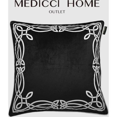 Medicci Home Cushion Cover Retro European American Style Black Velvet Print Quaint And Elegant Pillow Case For Living Room Sofa