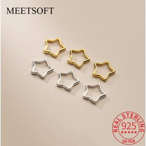 MEETSOFT S925 Sterling Silver Stars bead frame Geometry Charms of DIY Handmade Making Finding Jewelry Components Accessory