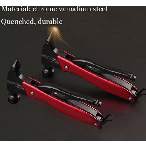 Multi-Function Hand Tools Safety Hammer with Knife, Lamp, Screwdriver, Saw, Bottle Opener Portable Hammer Tools
