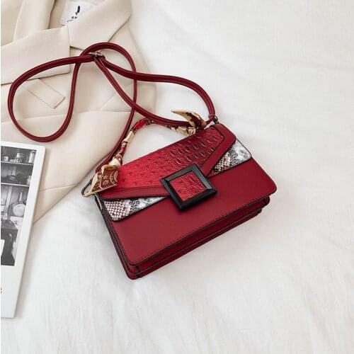 Fashion small square shoulder handbags PU ladies purses luxury crocodile handbags for women