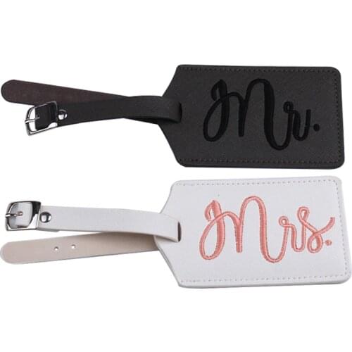 Mr&Mrs Embroidery Suitcase Luggage Tag Bag Pendant Travel Accessories Name ID Address Personalized VIP Invitation Label LT36