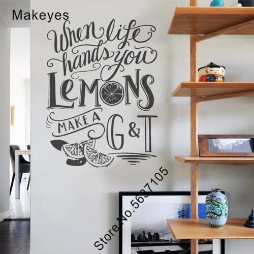 Makeyes Words Wall Decals When Life Hands Your Lemon Wall Stickers Home Kitchen Art Decoration Vinyl Design Wallpaper Art Q952