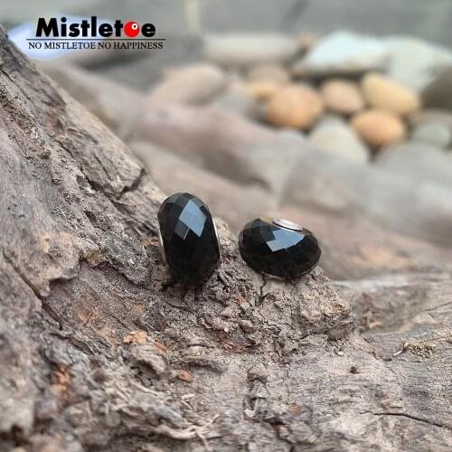 Mistletoe 925 Sterling Silver Faceted Fine Natural Obsidian Onyx Stone Bead Jewelry