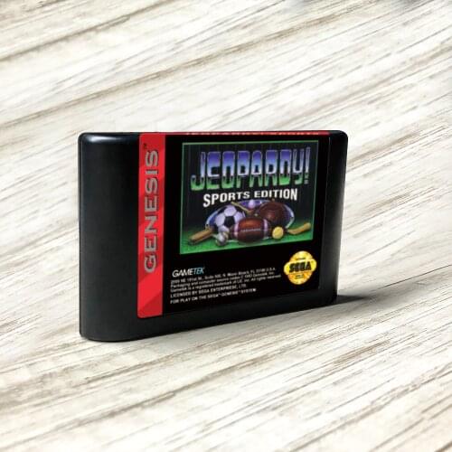 Jeopardy! Sports Edition - USA Label Flashkit MD Electroless Gold PCB Card for Sega Genesis Megadrive Video Game Console