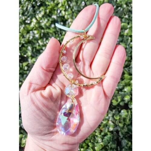 Moon Car Charm, Sparkly Moon Decor, Witchy Car Charm, Boho Car Charm, Celestial Car Decor, Lunar Moon Suncatcher Mother Gift