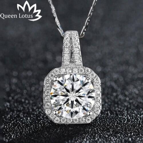 Queen Lotus Fashion Women AAA Zirconia Jewelry Beautiful Sparkling White CZ Crystal Pendant Necklace For Women