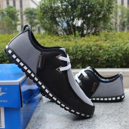 QWEDF New Fashion Canvas Men Shoes Brand Mens Flats Breathable Lace-up Business Shoes High Quality Plus Big Size 39-46 DP-134