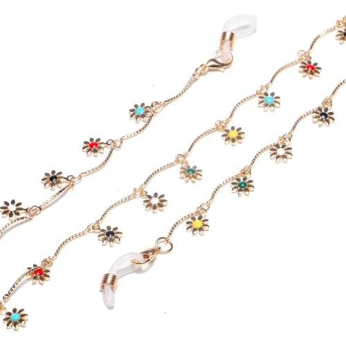 Glasses Strap with Flower Pendant Sunglasses Chain Necklace Mask Lanyard Metal Rope