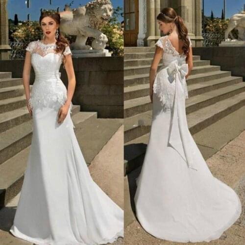 Chiffon Mermaid Wedding Dresses 2017 Lace Vestido De Noiva Long Bohemian Mermaid Beach Indian Bridal Gowns