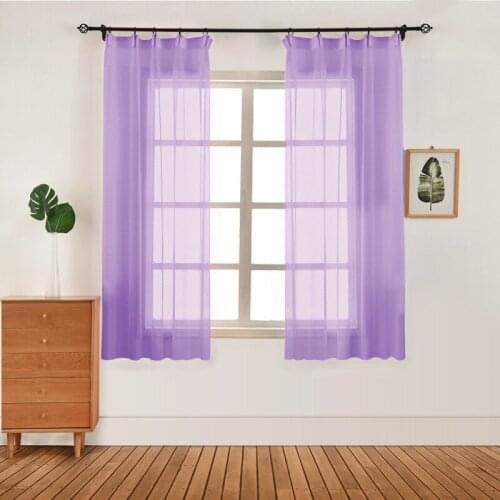 1PC 100x130 Bedroom Modern Window Tulle Curtain Panel Voile Window Shades French Window Rope Plain Built-in White Blinds