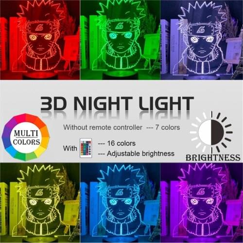 3D Japanese Anime Characters LED Night Light Touch Remote Control Lighting Table Lamp for Children Kids Living Room Bedroom Deco