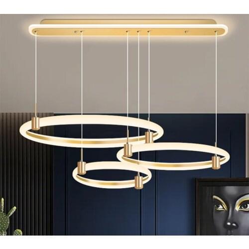 LED Light Atmospheric Fashion Living room Light Creative Round Chandelier Golden Bedroom Light Dining room Light