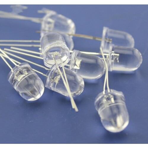 250PCS LED 10mm White Transparent Round White/Yellow/Red/Green/Blue LED Light Emitting Diode Lamp Water Clear F10 LED Diodes