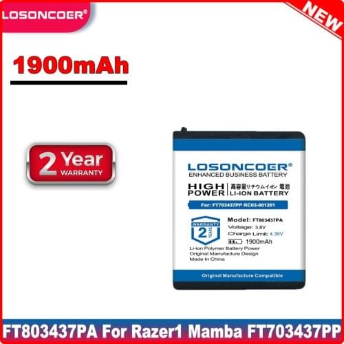 Top Brand 100% New 1900mAh FT803437PA lp083442a Battery For Razer1 Mamba FT703437PP RC03-001201 Laser Cordless Mouse Naga Epic
