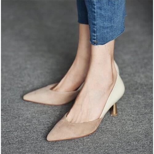 Women Dress Shoes Patchwork Pumps Pointed Toe Party Shoes Woman Fashion Pumps Low Heels Boat Shoe Ladies