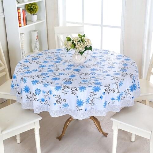 Waterproof Wipe Clean Round PVC Vinyl Tablecloth Dining Kitchen Table Cover Protector OILCLOTH VINYL FABRIC CR-975