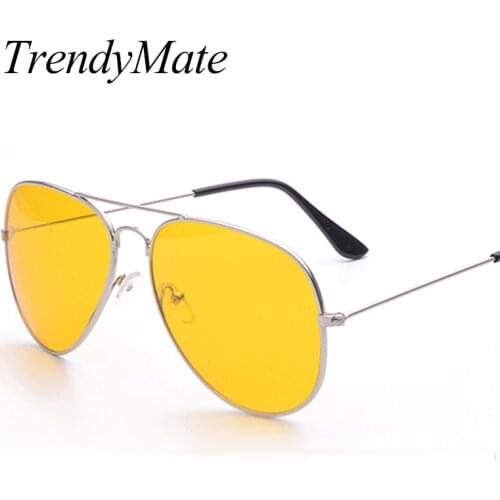 Yellow Pilot Sunglasses Men Women Night Vision Goggles Driving Glasses Driver Sun Glasses UV400 Oculos De Sol 1298T