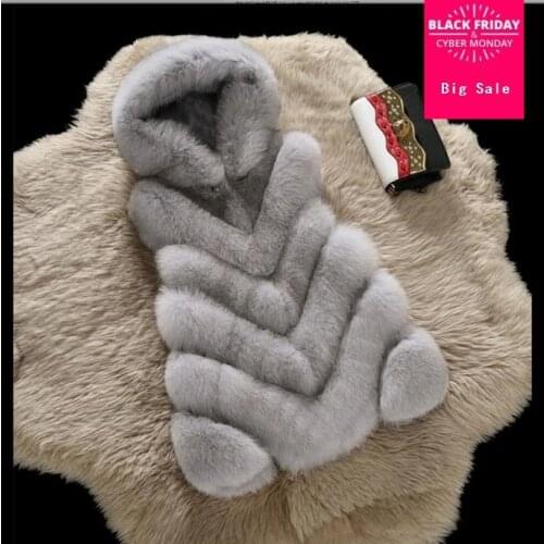 2018 winter fashion women faux fox fur hooded vest high imitation fake fox fur mosaic furry waistcoat sleeveless ooutwear L1088