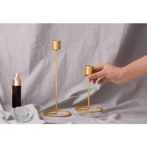 1PC Simple Modern Style Gold Metal Candle Holders Wedding Party Decoration Home Bar Dating Decor Candlestick JL 212
