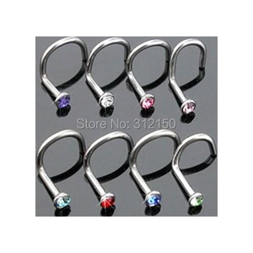 10pcs free shipping nose rings,body piercing jewelry,Fashion stainless steel jewelry,Crystal nose stud