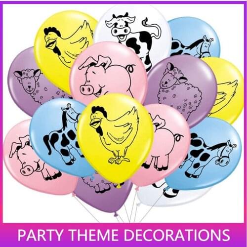 100PCS 12-Inch Farm Animal Rubber Balloons Pig Cattle Horse Sheep Chicken Baby Birthday Party Decoration Supplies10pcs