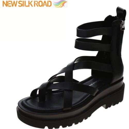 2021 Retro Europe Brand Vogue Open Toe Cross Tie Wild Sexy Summer Hollow Ankle Platform Booties Gladiator Sandals Women Shoes