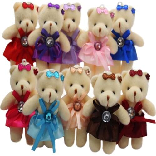 36pcs/Lot 15 Colors Mini Teddy Dolls Christmas Gift Bear Plush Toy Bear Bouquet for Girlfriend Wedding Gift Key Chain Pendant