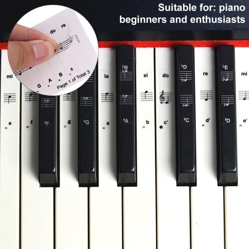 54/61/88 Key Transparent Piano Stickers Keyboard PVC Sticker Piano Stave Electronic Keyboard Note Sticker Symbol Accessories