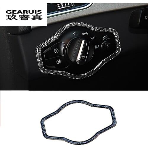 Carbon Fiber Car Styling Interior Headlight switch Frame decoration Covers Stickers trim For A4 B8 2009-2016 auto Accessories