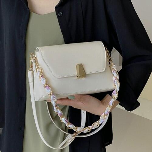 White Female Crossbody Bags Small Flap Shoulder Bag Luxury Pu Leather Women Handbag Scarves Chain Tote Bag Ladies Messenger Bag