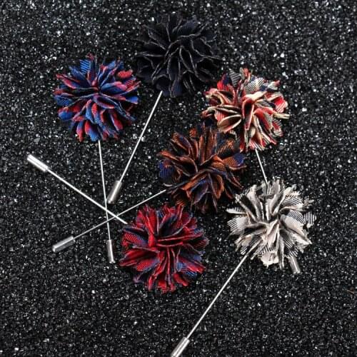 Free shipping , 20 pcs/lot , Handmade Mens Plaid Flower Lapel Pin , Wedding boutonniere