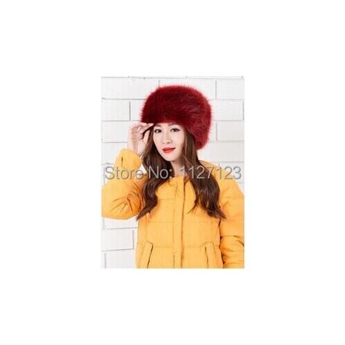 Claret-red The new hat Qiu dong is high quality imitation fox fur the whole skin circle cap Warm ladys imitation fur hats