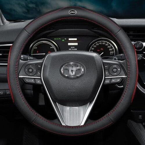 No Smell Thin Car Genuine Leather Steering Wheel Covers for Toyota Corolla Fortuner Sequoia Auris Avensis YARIS Vios Celica 86
