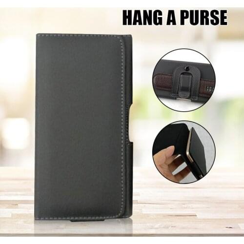 Horizontal Type Cell Phone Holster with Belt Loop Lychee Pattern Clamshell Rugged Convenient Gifts for Males S55