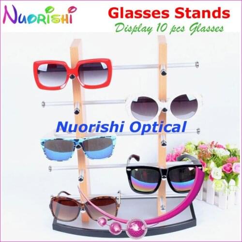 Wood Eyeglass Sunglass Eyewear Glasses Store Display Stands Props Shelf Show 10pcs Glasses On Counter CK351-10 Free Shipping