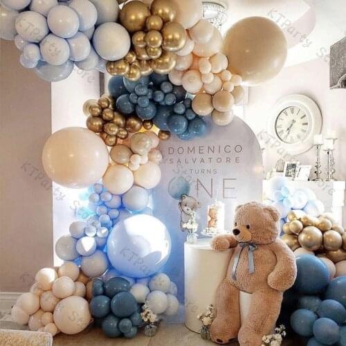 Doubled Blush Nude Garland Balloon Arch Decoration Wedding Birthday Party Baby Shower Decor Pearl Dark Blue Chrome Gold Globos