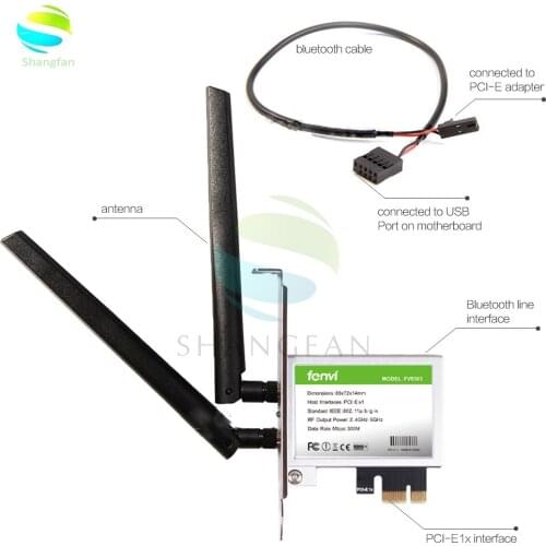 Dual band Wireless Wifi Adapter Desktop Wireless-N WLan WiFi BT 4.0 Bluetooth 802.11 a/b/g/n 600Mbps PCI-Express 1X/8X/16X Card
