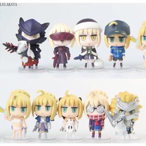 8cm Anime Action Figure Fate Grand Order 048 Lancer Saber Q Version Model PVC Car Decoration Kids Lovely Dropshipping Doll New