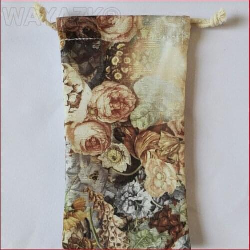 10pcs/lot) Rose printed canvas cosmetic bag shopping