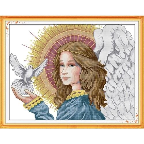 Jun Sunday Angels Of Peace Chinese Cross Stitch Kits Ecological Cotton Stamped Printed 11 DIY Christmas Gift Wedding Decoration