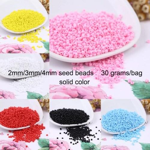 30g/bag Solid Color Seed Beads 2mm 3mm 4mm Round Glass Spacer DIY Beads For Bracelet Earrings Jewelry Making