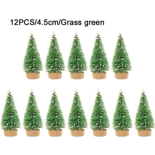 12-Piece Mini Christmas Tree Sisal Silk Cedar - Decoration Small Christmas Tree - Gold Silver Blue Green White Mini Tree